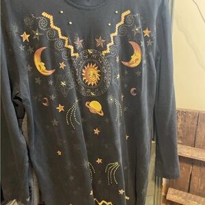 Rare Vintage Sweat Shirt Celestial Dress With Shoulder Pads